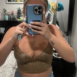 Brown/Beige Snakeskin Crop Top